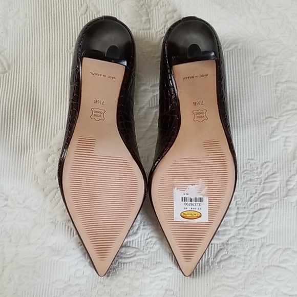 New Talbots Leather Croco Embossed Heels - Picture 5 of 12